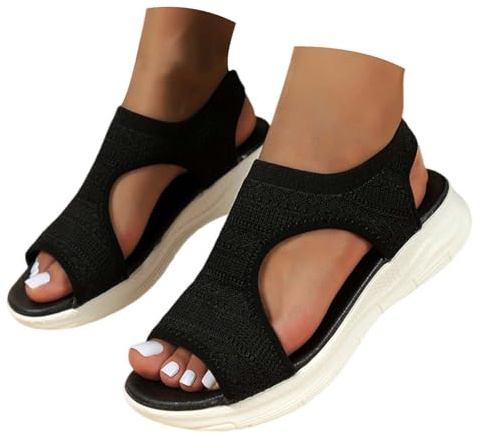 Générique Sandales Femme - Été Confortable Orthopedique Chaussure Ete Sandale Chaussures Orthopédique Sandales Orthopédiques Respirantes en Tricot Semelle Souple Chaussures Décontractées