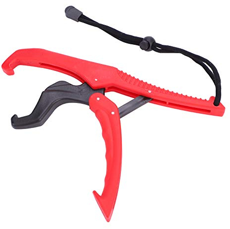 Fishlor Agarre los Aparejos de Pesca, Abrazadera de los Pescados del Tenedor de los trastos del apretón del ABS de la Herramienta del apretón de la Pesca con la Cuerda Ajustable(Rojo l)