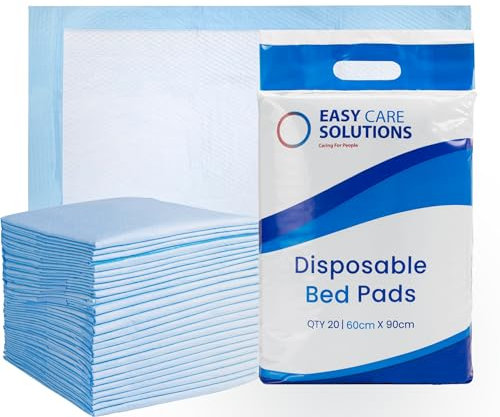 40 x Easy Care Solutions 60 x 90 cm | Disposable Incontinence Bed Pads, Underpads, Bed Mats, Mattress Protectors, Incontinence Pads, Waterproof Bed Sheets for Babies, Children & Adults | 2 Packs of 20