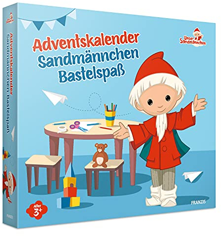 FRANZIS 67360 - Sandmännchen Adventskalender Bastelspaß, 24 Bastelprojekte und Vorlesegeschichten bis Weihnachten, für Kinder ab 3 Jahren