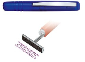 NEU, Taschenstempel im Kugelschreiber-Design, HERI New Travel Stamp, blau 2634