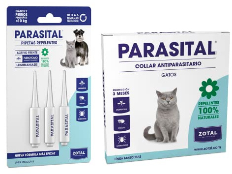 Zotal PARASITAL® Pack Collar Antiparasitario Gatos + Pipeta Perros Pequeños y Gatos | Pack contra los parásitos externos en Mascotas | Ingredientes Activos Naturales | Marca