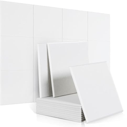 Rdutuok 12 Paneles Absorción Acústica 30 x 30 x 1 cm acústicos alta densidad Azulejos con bordes biselados, excelentes Para Estudio Grabación,Oficina,Decoración de pared (Blanco)