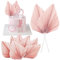Pink Paper Palm Fan Cake Toppers, Wieat 8 Pcs Happy Birthday Cake Decorations, Palm Spear Leaf Cupcake Toppers Cake Insert Decoration, Craft DIY Bakeware Decoration for Birthday Party Wedding Supplies