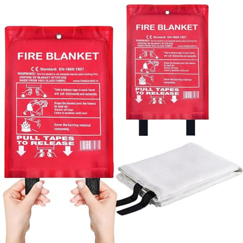 OBD 1 m x 1 m fire blanket quick unfolding wall mountable emergency safety blanket for kitchen BBQ office and camping