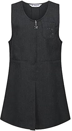 Trutex Girls School Pinafore Dress, Traditional School Uniform Dress with Pleated Front & Zip Fastening - Grey (3 Years)