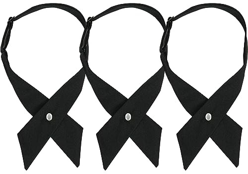 SUNTRADE Adjustable Women Girls School Uniform Tie, Uniform Cross Tie for Girls Cross Neck Tie, 3 PCS (Black)