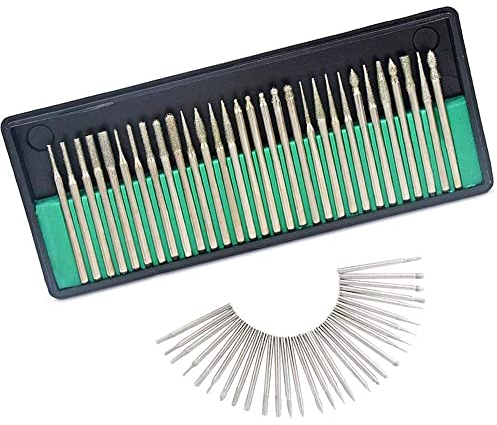 Bestgle 30 Pcs Set Smerigliatrice in Diamante Kit di 30 Utensili Rotanti per Lucidatura, Punta Diamantata 3,0 mm Frese Diamantate per Vetro, Pietra Preziosa, Metallo