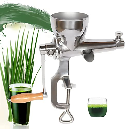 Exprimidor manual de hierba de trigo para exprimidor de hierba, para zumos de hierba de trigo, prensa manual de frutas exprimidor para frutas/frutas/manzanas/peras, apertura de alimentación 10 x 10 cm