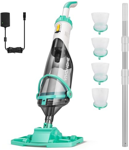 VIVOHOME 213cm Aspirateur de Piscine sans Fil, Puissance d'Aspiration jusqu'à 70LPM, Nettoyeur de Piscine Portable avec 4 Sacs Filtrants, pour Piscine Hors-Solet et Enterrée, Spa