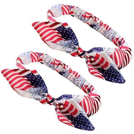 SAFIGLE Stirnband Schleife 2 Stück Amerikanische Flagge Rot Haarband für Mädchen Weiches Material Kopfschmuck für Unabhängigkeitstag Party Foto Kleinkinder Haaraccessoires