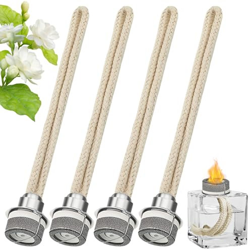WIYETY - Juego de 4 lámparas de aceite con mecha catalítica, 4 unidades, repuesto de mecha catalítica, con quemador, para mejorar el aire de la habitación, decoración del hogar, 18 cm (plata)