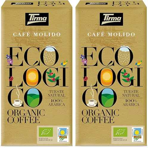 Tirma Bio gemahlene Mischung Kaffee 100% Arabica Reichhaltiger Geschmack und Aroma Reich an Antioxidantien für Cafetière French Press Filter Pour Over Tropfer Moka Pot Aeropress 250g (Packung mit 2)