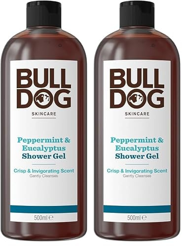 BULLDOG SKINCARE - Peppermint and Eucalyptus Shower Gel | Crisp and Invigorating Scent | 500 ml (Pack of 2)