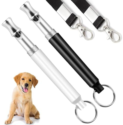 2 Pack Dog Whistle, Dog Whistles for Recall, Ultrasonic Stop Barking Silent, Adjustable Dog Training Whistle, with Lanyard,dog whistle to stop barking