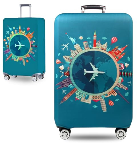 COYUN 1 Pcs Funda Protectora para Maleta, Funda elástica, Funda para Maleta, Funda de Equipaje, Funda Protectora para Maletas, Funda Protectora para Maletas, Funda para Maleta(M, Patrón-Avión Verde)