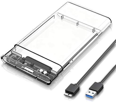 NiceBest Caja Disco Duro 2.5, Adaptador Sata a USB para Disco Duro SSD SATA de 9,5mm 7mm, USB 3.0 Carcasa Disco Duro con Cable USB para Sopporta UASP&Trim