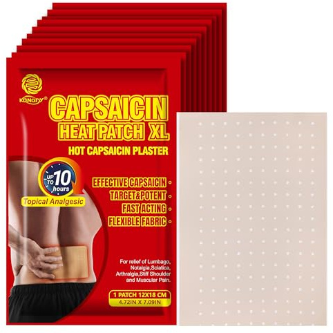 KONGDY XL Hot Capsaicin Patches -100 Pcs Capsicum Plaster Patch, Extra Strength Heat Capsaicin Patch for Back, Neck, Shoulder, Muscle (100 Pcs)