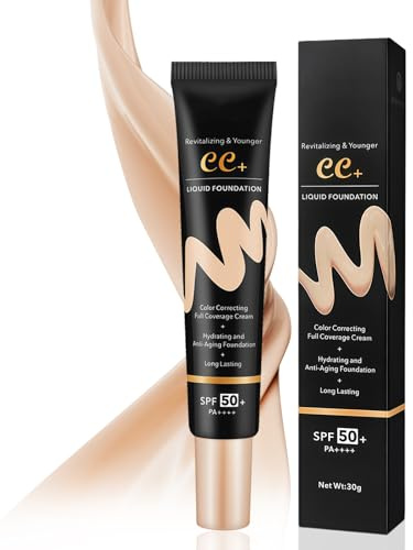 CC Cream Spf50+,Base De Maquillaje 2 En 1 + Protector Solar Spf50+,Crema Facial Con Color De Cobertura Total,Hidratante Y Antiedad,Unifica El Tono Y Oculta Imperfecciones,Acabado Natural Y Luminoso