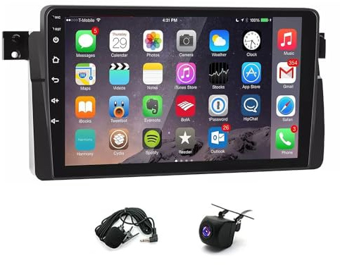 2+64G Android-bilradio 2 Din för E46 1998-2006 huvudenhet, 9-tums pekskärm med trådlös Carplay Android Auto DAB GPS-navigering Bluetooth WiFi backkamera FM/RDS