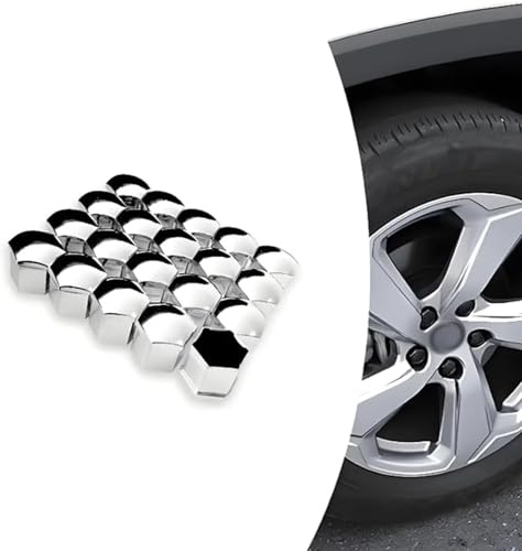 DAEFAG 20 Pezzi Coprimozzi Universali Cromati, Copridadi Argento per Ruota Antiossidazione per Auto, Protezioni Bulloni Ruota di Ricambio Driver Styling, Normale, 19mm