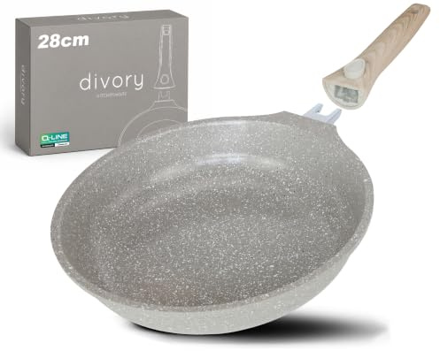 DIVORY Keramikpfanne 28cm – Pfanne mit abnehmbarem Griff und Keramikbeschichtung, Induktion, PFAS & PTFE frei, große Bratpfanne Keramik beschichtet - frying ceramic pan (Natura, 28 cm)