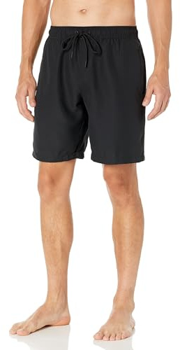 Amazon Essentials Herren 23cm Badehose mit Netzfutter, Taschen und Kordelzugverschluss, Schwarz, XL