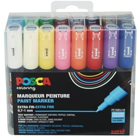 POSCA 186716 - POSCA Marker mit extra feiner Rundspitze, 16er Set
