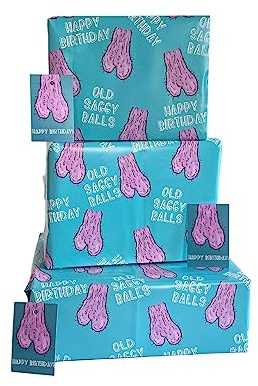 Funny Birthday Gift Wrapping Paper for Men Rude Theme 2 Sheets +2 Gift Tags. Also Perfect for Anniversary & Valentine's Day