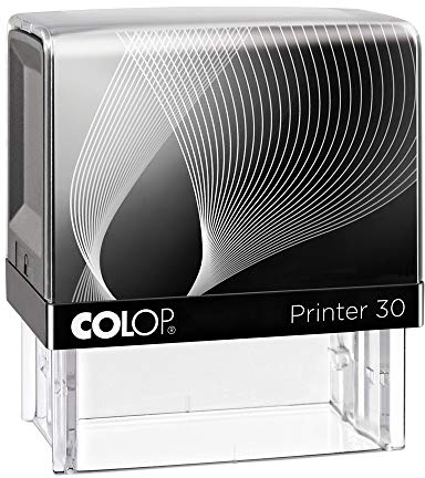 stempel-fabrik – Colop Printer 30 Stempel mit Wunschtext personalisieren – selbstfärbender Stempel als Namensstempel, Adressstempel & Firmenstempel zu verwenden (47x18 mm | 5 Zeilen | Schwarz/Schwarz)