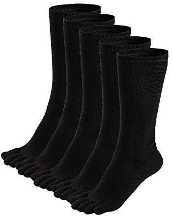 PUTUO Zehensocken Herren Baumwolle Fünf Finger Socken Männer Socken mit Zehen für Sport Laufende, EU 39-45, 3/5 Paare