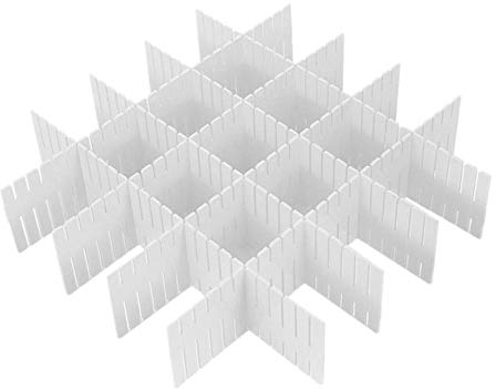Febbya Schubladenorganizer,8er Pack Schubladeneinteiler Verstellbarer Schubladenteiler Kunststoff Schubladenraster Fachteiler für Schrank Unterwäsche Socken Krawatten Gürtel Kosmetik 32 * 7CM Weiß