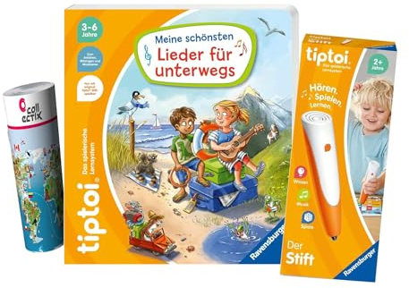 tiptoi Ravensburger Meine schönsten Lieder für unterwegs (Kinderbuch, Kinderlieder) + 00110 tiptoi Stift, Lernspielzeug für Kinder