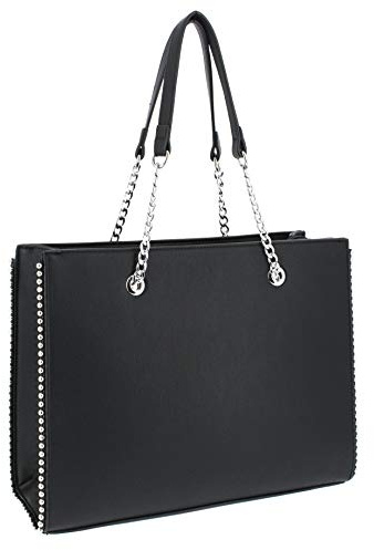 Double Tree | Sac À Main Femme Chaîne Perle Bille Clou Noir Classique