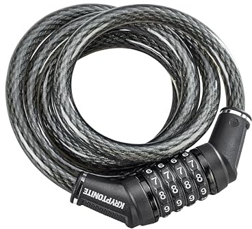 Kryptonite Resettable Combination Bike Lock Cable, 6ft. x 12mm Braided Steel Cable Anti-Theft Security Bicycle Lock with Keys for Outdoor Equipment, Bicycles, Scooters, Fence, Gate