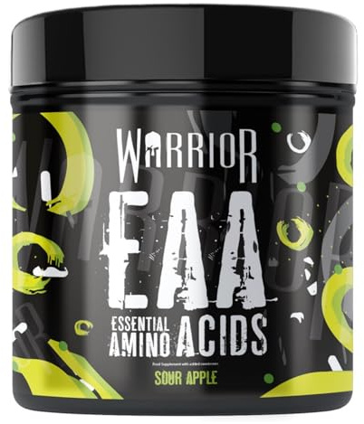 Warrior EAA Powder 360g | 9 Essential Amino Acids + Cluster Dextrin + Citrulline + Taurine | Muscle Growth, Recovery, Hydration & Energy | Vegan | Zero Sugar | Zero Artificial Colours | Sour Apple