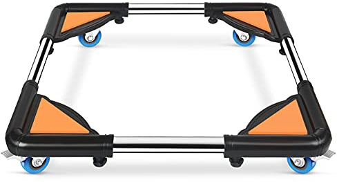 SPACECARE Mobile Roller with 4 Locking Wheels - Adjustable Furniture Dolly Washing Machine Stand Refrigerator Base Moving Cart- Mini Fridge Stand Accessories Appliance Roller Laundry Pedestal -Black