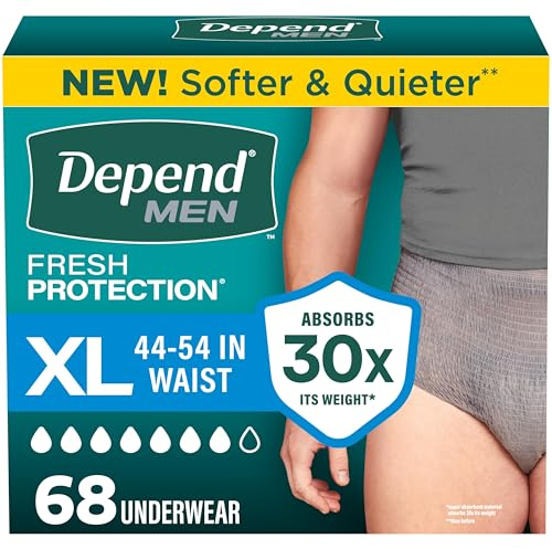 Depend Fresh Protection Adult Diapers for Men, XL, 68 Count