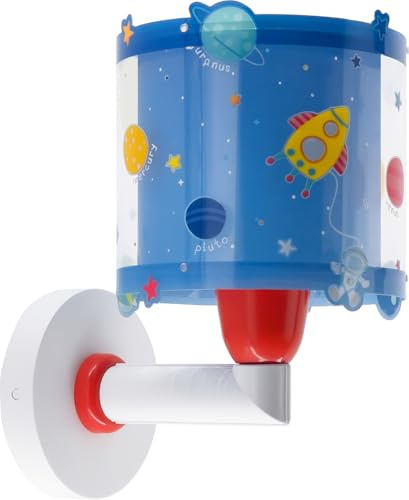 Dalber barnvägglampa, barnlampa vägglampa moln planeter solsystem 41349, barnrum lampa lampskärm, blå