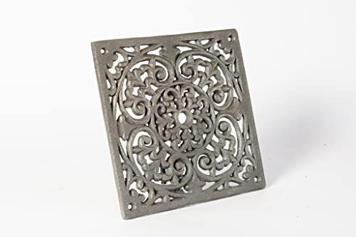 SEZAM Lüftungsgitter aus Gusseisen 22,5 x 0,5 x 22,5 cm, für Kachelöfen, Holzbacköfen & Kamine - Warmluftgitter - Luftgitter für Ofen, Lüftungsschacht, ohne Bemalung