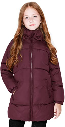 maoo garden Piumino Pesante Imbottita Inverno Cappotto Bambina e Ragazza Foderata in pile Spesso Resistente all'acqua Rosso 158-164