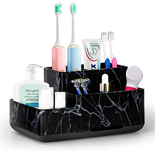 Soporte Cepillo de Dientes, Limpieza Extraíble Porta Cepillo de Dientes,Almacenamiento Multifuncional para Pasta de Dientes, Afeitadora, Productos para el Cuidado de la Piel，Negro