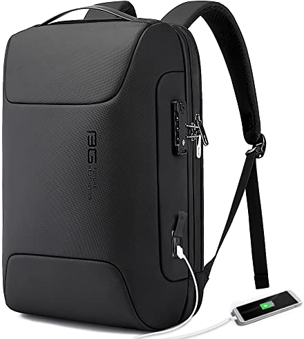 BANGE Anti Theft Backpack with USB charging Port,Lightweight Business Backpack for Men and Women, Black(upgrade), M, Laptop