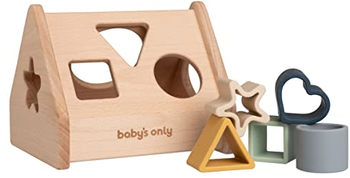 Baby's Only - Puzzle-Box-Haus Sortierspiel Earth - Motorikspielzeug Baby - Bunte Montessori Holzspielzeug - Formenpuzzle mit fünf Figuren - Hochwertigem Silikon - Ab 1 Jahr