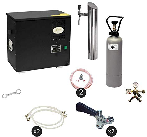 Set Completo - Spillatore Birra - AS-40, Dispenser Birra, sottobanco, Macchina per Birra 2-Linee, Keg:Type D, Keg 2:KeyKeg