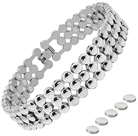 JEROOT Bracciale Magnetico Terapeutico ad Alta Potenza, Braccialetto Magnetico da Donna in Acciaio Inossidabile, Regolabile con strumento di rimozione