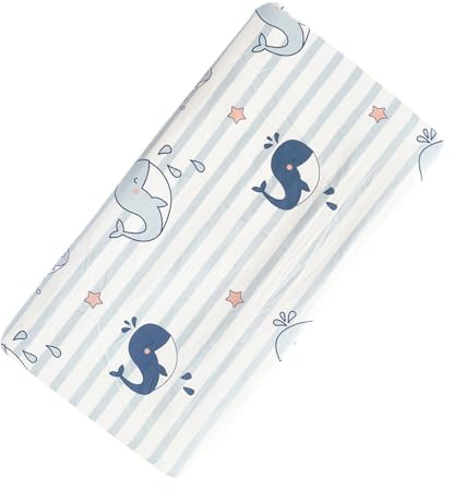 Odot Karikatur Spannbettlaken für Kinderbett, Kinderwagen Matratzenbezug Baumwolle Weiche Spannbetttuch Babybett Beistellbett Spannbettlaken Stubenwagen Bezug (Karikatur Wal,140x70cm)