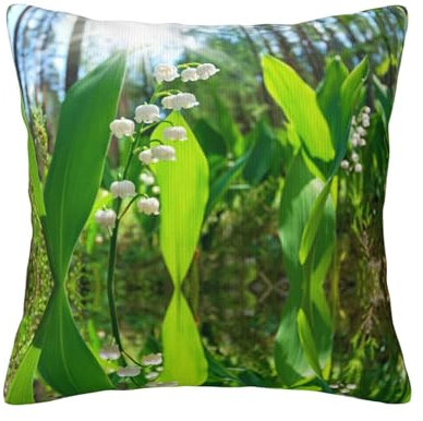 RAXER Blossoming Lilies Silk Pillowcase Standard Size 45x45cm Soft Printed Plush Throw Pillow Cover With Hidden Zipper