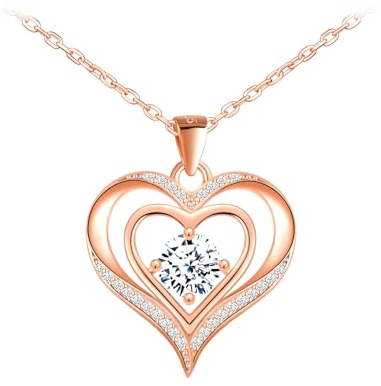 CONILOK Kedja med hjärta hänge halsband damer silver 925 halsband zirkon hjärta kedjor modesmycke kärlek present till dig kvinnor flickvän tonåring flickor födelsedag mors dag bröllop juldag,