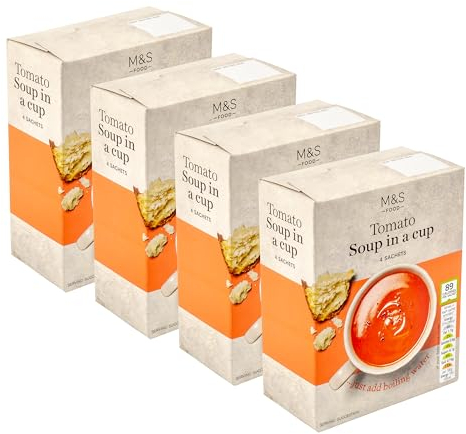 Traditional Instant Tomato Soup in a Cup Mix, 89 Calories Per Sachet, Vegetarian - Set of 4 Boxes (4x4pk)